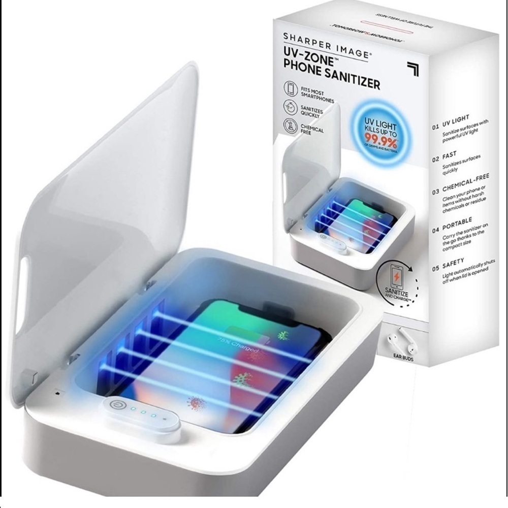 NIB Sharper Image UV Phone Sanitizer UV Zone Essentials Sanitize Charger - Picture 7 of 10
